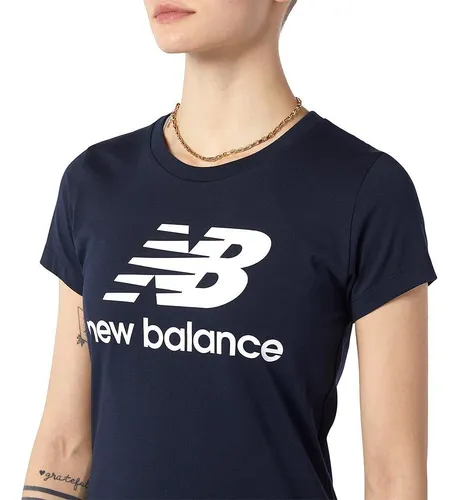 Camiseta New Balance Essentials Stacked Para Mujer-azul