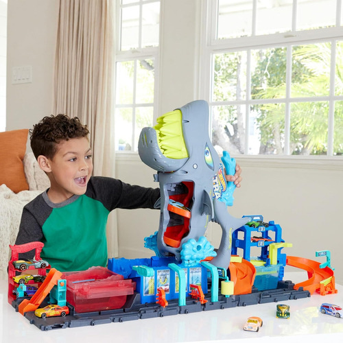 Pista Hot Wheels Mega Rapid Shark Wash City, Color Mate