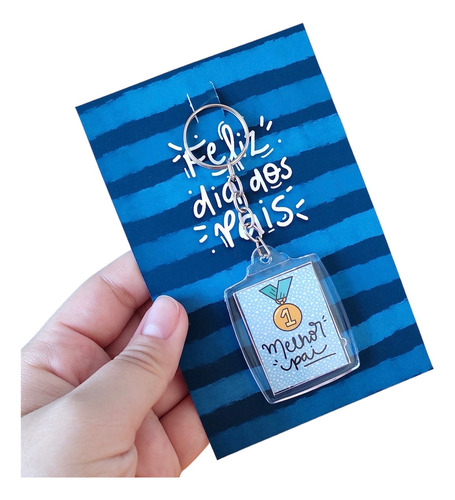 80 Lembrancinha Dia Dos Pais Card Com Chaveiro