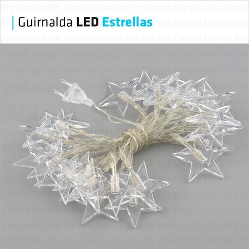 Imagen 2 de 10 de Guirnalda Luces Led Estrellas Transparentes 3m 220v Navidad