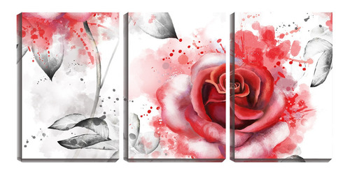 Placa Decorativa 80x140 Arte Aquarela Botão De Rosa