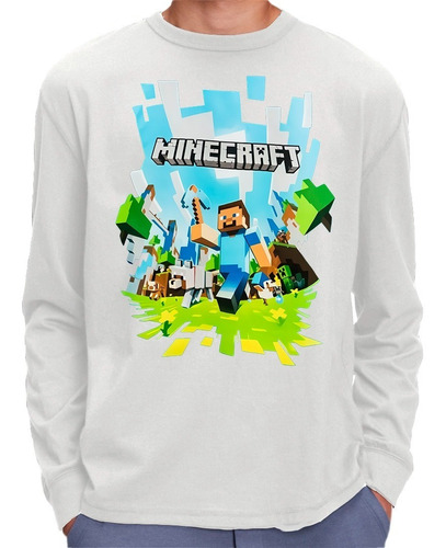 Camiseta Remera Manga Larga De Minecraft 3 Hermosos Diseños