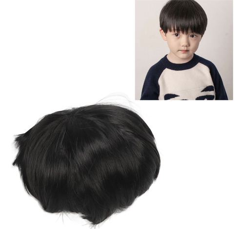 Peluca Completa Para Hombre, Color Negro, De Reemplazo De Pe
