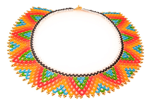 Collar Mujer Mostacilla Checa Okama Triangulos Multicolor
