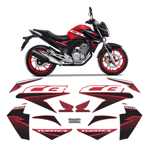 Adesivos Cb 250 Twister 2020 Moto Vermelha Faixas - Genérico