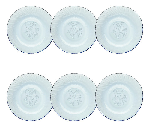 6 Plato Hondo De Vidrio Tulipanes Sb 542 Ml