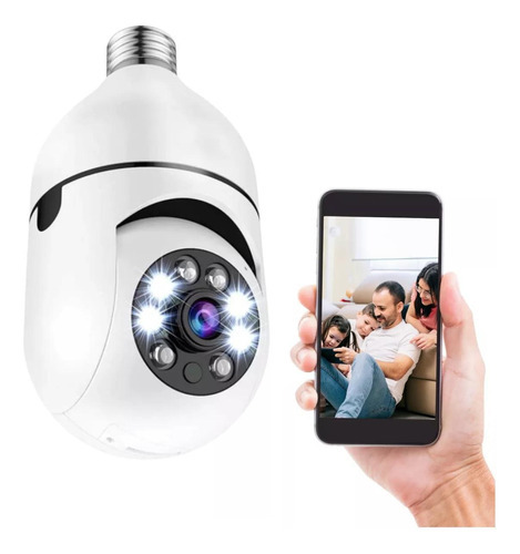 Camera Ip Segurança Lâmpada Giratoria Wifi Vigilância 1080p