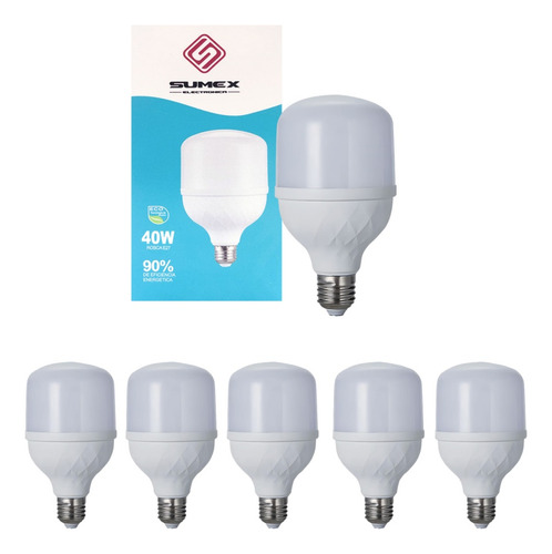 6 Pack Foco De Alta Potencia 15w Luz Fría Led 6500k E27