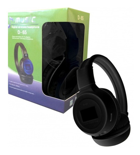 Auricular Con Memoria Inalámbrico Mp3 Sd D-65 Negro