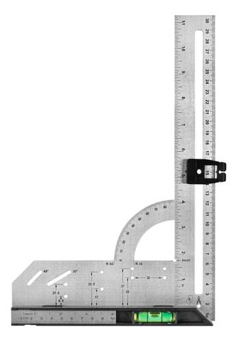 (12 #mold) Regla Triangular Con Transportador De Ángulos De