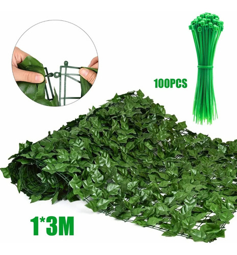 Paneles Valla Hojas Artificiales Refugio Jardín Terraza 1x3m Verde Musgo