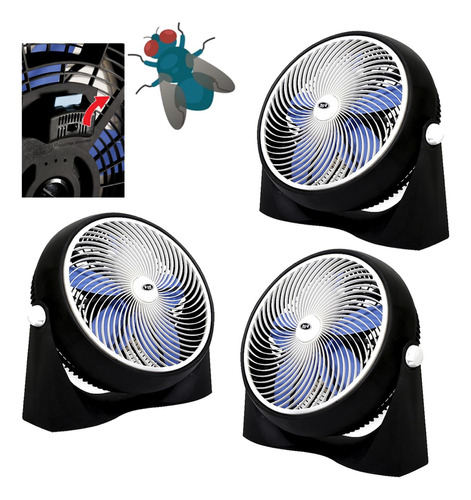 3 Turbos Ventiladores 2 En 1 Piso Y Pared Gran Potencia 120w