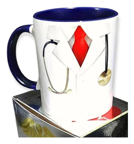 Taza Mid 002 Doctor Fondo Azul Personalizada Con Nombre Y Ca