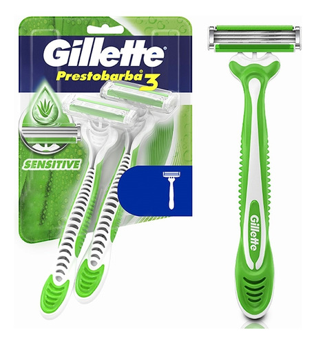 Máquina De Afeitar Gillette Prestobarba 3 Sensitive 2 Unid