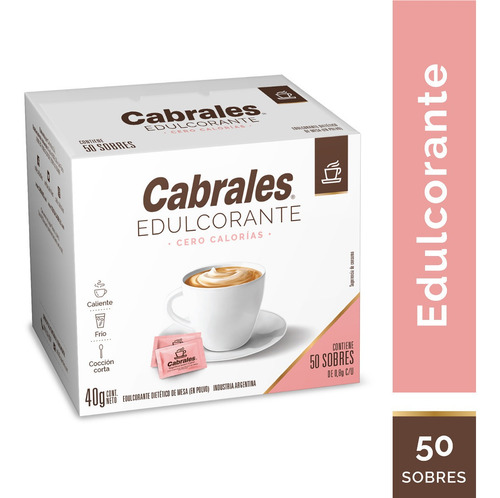 Imagen 3 de 7 de Edulcorante Cabrales X 50 Sobres 40g Pack X6 Cajas