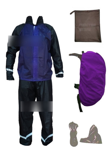 Combo Traje Impermeable 4 Piezas Dama + Protector De Maleta 