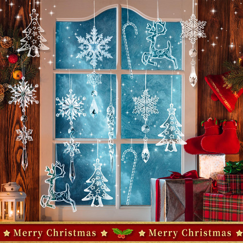 18 Adornos De Navidad Copos De Nieve Decoraciones Colgantes