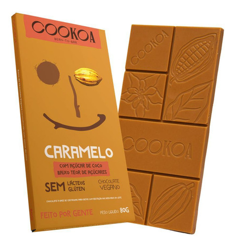 Kit 3x: Chocolate Caramelo Vegano Cookoa 80g