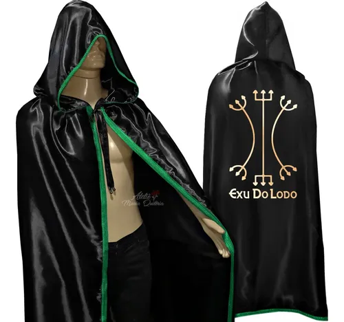 comprar Capa De Exu Do Lodo Com Capuz Cor Pretou002Fverde Tecido Cetim