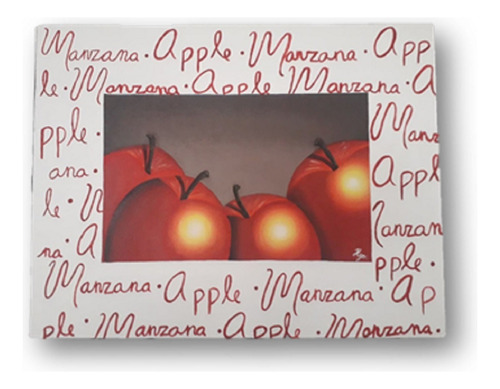 Cuadro Decorativo Pintura Manzanas Letters 2 70x54cms.