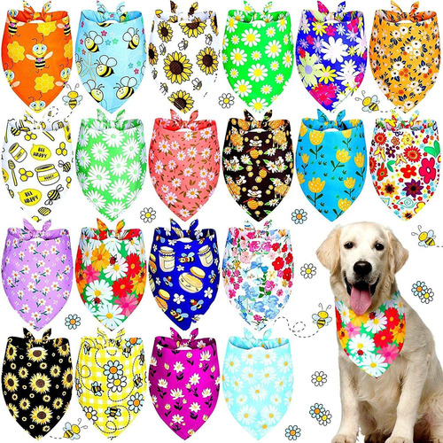 20 Piezas Floral Perro Bandana Pet Triángulo Bufanda B...