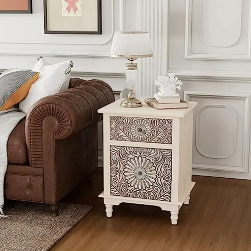 Comoda Con 2 Cajones, Estilo Vintage Con Patas De Madera, C