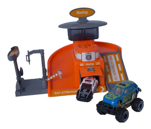 Playset Com Carrinhos - Corrida No Estacionamento - Yes Toys Cor Laranja