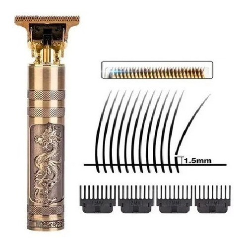 Maquina Acabamento Recarregável Vintage Sem Fio Cabelo Barba Cor Dourado-escuro 110v/220v