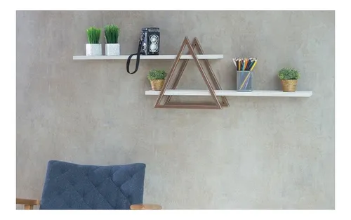 Juego de 2 estantes de MDF con forma de nicho, 100 x 15 cm, color blanco, soporte invisible