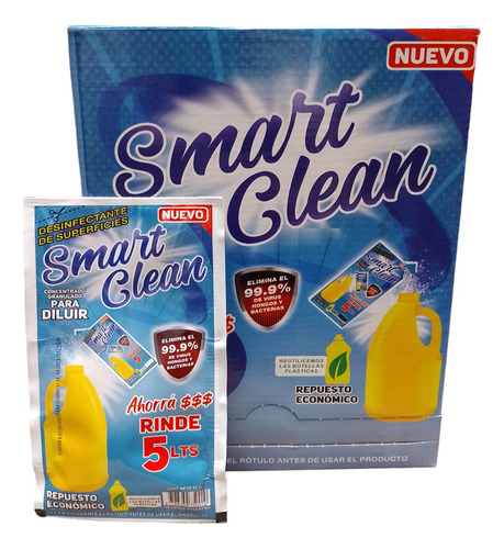 Desinfectante Antibacterial Smartclean Rinde 5lts Caja 50u.