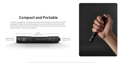 Linterna Nitecore Mt2a Pro Exc 1000 Lúmenes Con Usb-c Recarg
