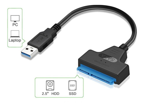 Imagem 5 de 5 de Cabo Adaptador Sata 22 Pinos Hd E Ssd 2.5 Para Usb 3.0