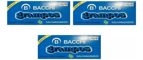 Grampo Galvanizado 26/6 Caixa Com 5000 Kit Com 3 - 15000 Un