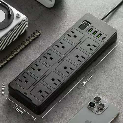 2 Multicontacto De 10 Tomas 2500w,10a Usb Cable De 2 Metros