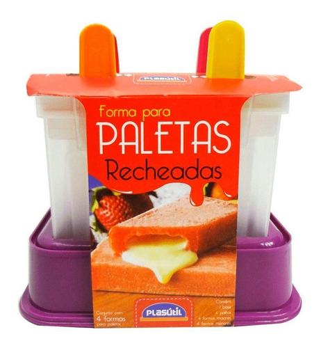 Imagem 1 de 4 de Forma Paleta Mexicana Recheada Molde Sorvete Picolé 4 Pçs