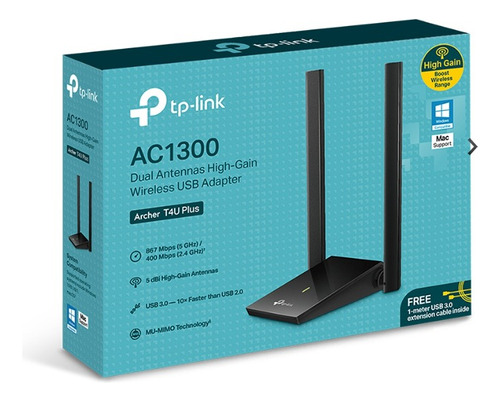 Tp-link Wifi Ac Archer T4u Plus Ac1300 2.4/5ghz 2*5dbi Usb A