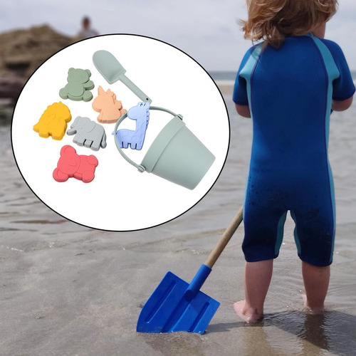 B Brinquedos De Areia De Praia Silicone Para Crianças Verde