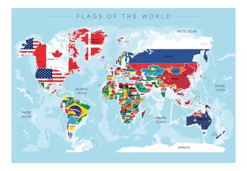 Mapa Mundi Con Banderas