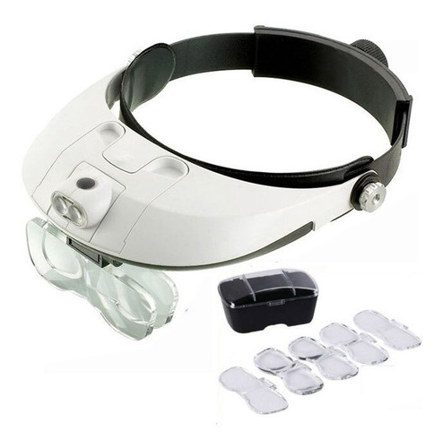 Lupa De Cabeça Profissional 2 Super Leds + 5 Lentes Estética