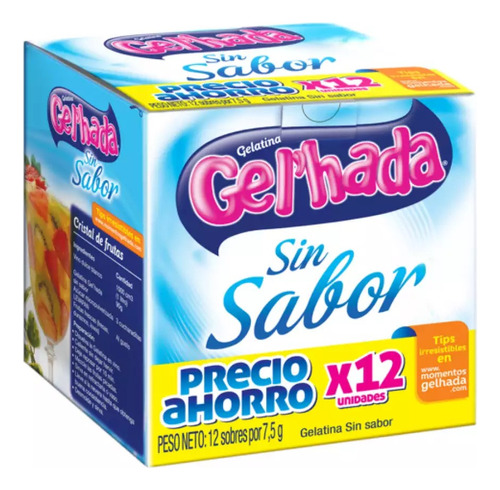 Gelatina Sin Sabor Gel'hada - Caja × 90g
