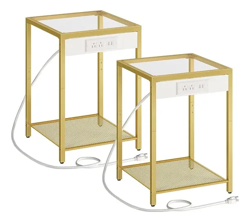 Mesa Auxiliar De 2 Niveles Hoobro Con Estación De Carga, Con | MercadoLibre