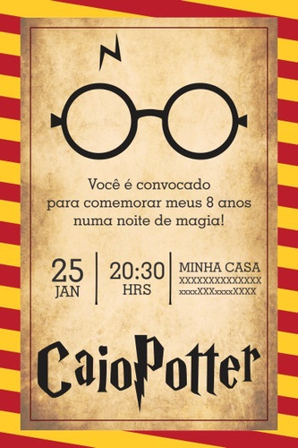 Convite Digital Harry Potter Óculos