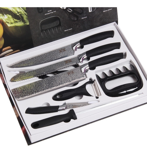 Conjunto De Facas Chef Profissional 8 Peças  Churrasco Inox