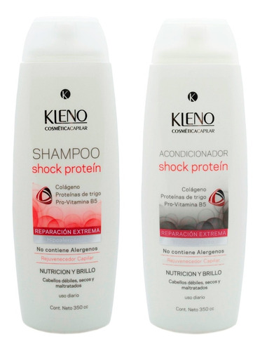 Kleno Kit Shock Protein Shampoo + Acondicionador Reparacion