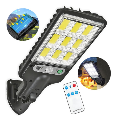 Reflector Led Sensor Movimiento Recarga Solar Pared Exterior