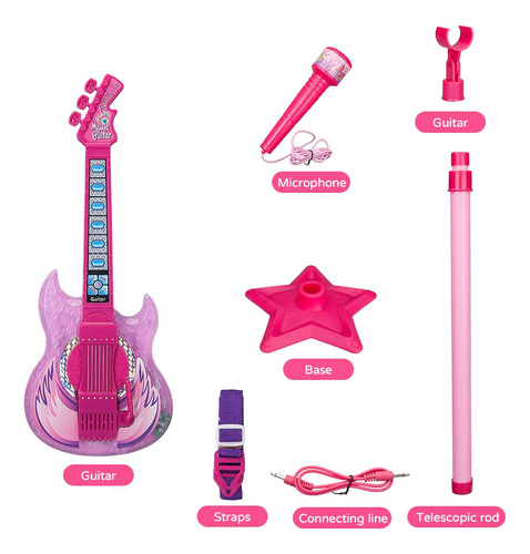 Set De Guitarra Y Micrófono Takihon Para Niños Con Música Y