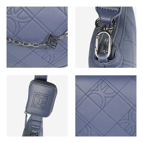 Bolsa Crossbody Cloe Para Mujer 100% Reciclado Con Cadena Color Azul Marino