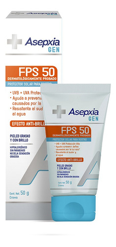 Asepxia Gen Protector Solar Fps50 Efecto Anti Brillo X 50g