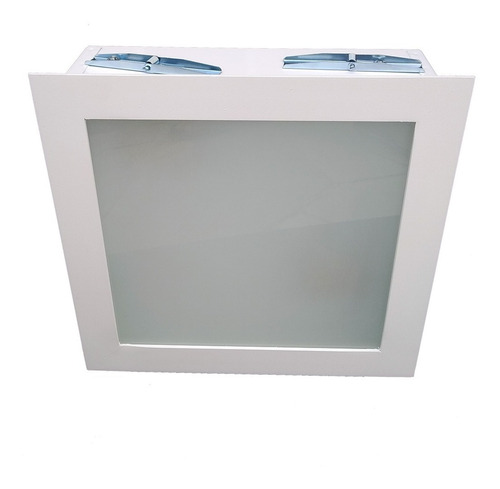 Plafon Embutir Com Vidro Interno Quadrado 20x20 Estrutura Branco