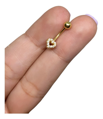 Piercing Intimo Genitál Umbigo Rook Coração Aço Cirúrgico Cor Dourado Coração